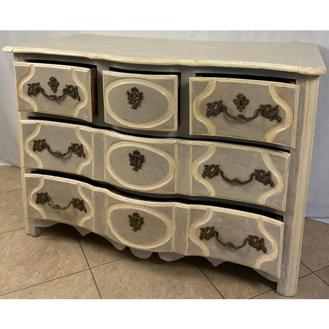 Blue 18th Century French Louis XV Commode, Hand-Painted Wood, Five Drawers For Sale - Image 8 of 9