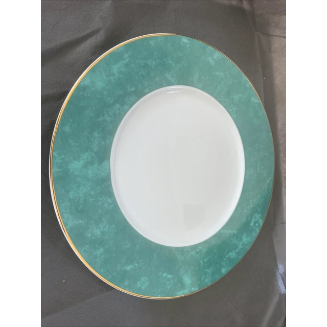 Ceramic Contemporary French Designer "Guy Degrenne" Limoges Emeraude Chop/Chargers Set of 4 For Sale - Image 7 of 8