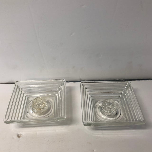 Pair of candleholders by Anchor Hocking for their Art Deco style Manhattan line. Classic modern style would look elegant...
