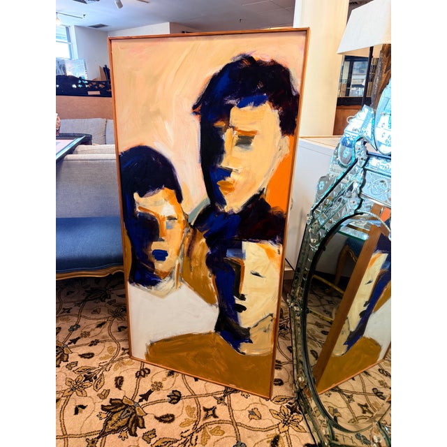 Original Signed Mid Century Modern Framed Oil Painting the Tree Boys Turner 1977 For Sale - Image 9 of 10