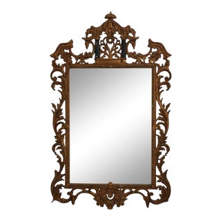 Ornate Chippendale Style Gold W. Black Mirror For Sale