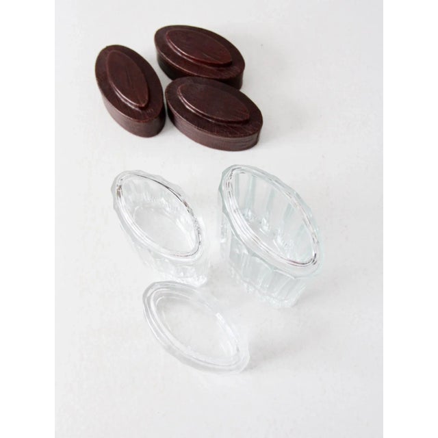 Vintage Glass Jars With Leather Lids Set of 3 For Sale - Image 10 of 13