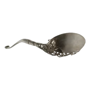 Ornate Art Nouveau Style Silver Serving Spoon