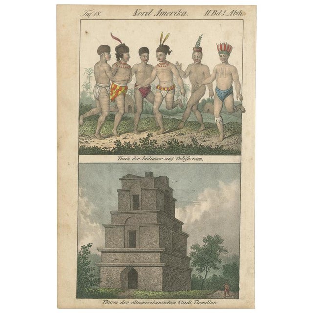 Dance of California Indians and Tower of Tlaxcallan, 1800s, Paper For Sale - Image 9 of 9