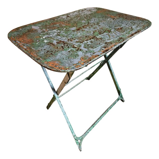 Vintage French Folding Bistro Table in Iron Folding, 1920s For Sale