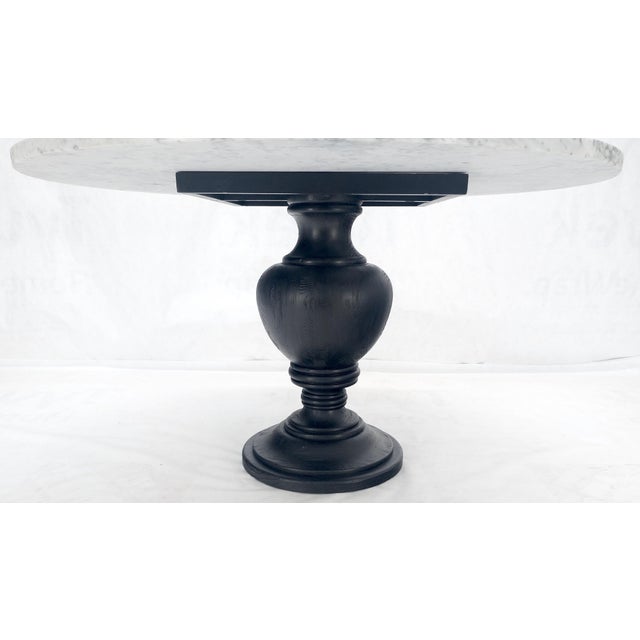 Large White Grey 54" Round Marble Top Heavy Turned Onion Base Dining Table For Sale - Image 9 of 9