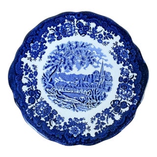 Vintage English Royal Worcester & Spode “Avon Scenes” Blue & White Decorative Plate, Circa 1970 For Sale