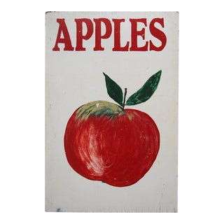 Vintage Wood Apples Farm Stand Sign For Sale