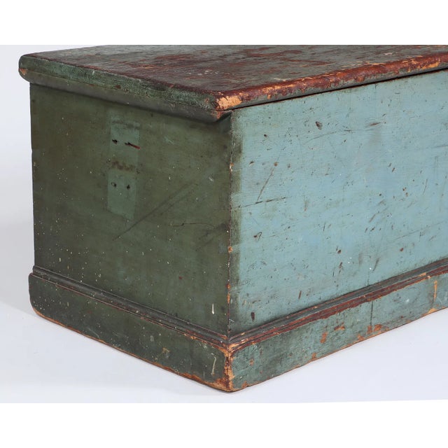 19th Century Green-Painted Sailor's Sea Chest (Seaman's Box), Pine With Original Surface For Sale In Houston - Image 6 of 10