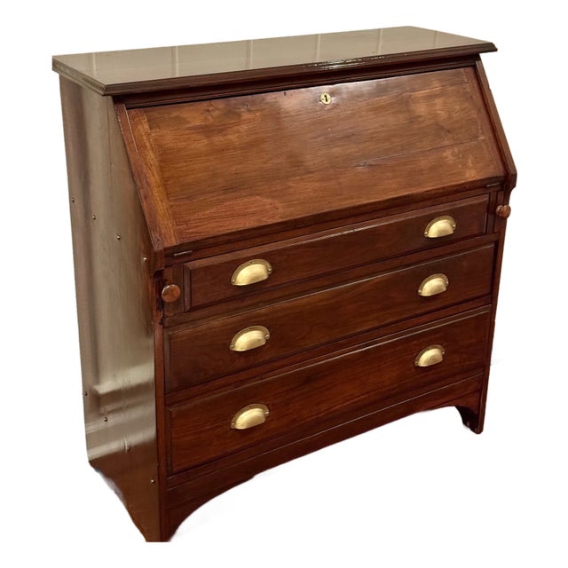 Antique American Walnut Slant Front Writing Desk With Drawers Circa 1800's For Sale