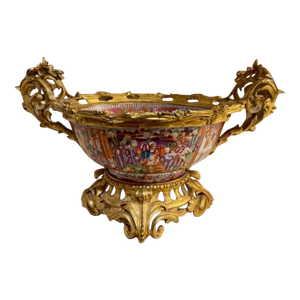 19th Century Louis XV Gilt Bronze and Rose Medallion Centerpiece