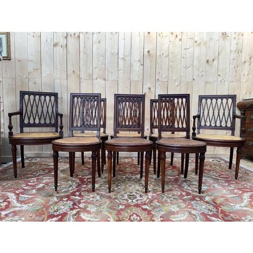 Louis XVI Chairs and Cane Armchairs, Set of 8 For Sale - Image 6 of 6