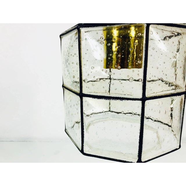 Metal 1960s Mid-Century Iron and Bubble Glass Pendant Lamp by Glashütte Limburg For Sale - Image 7 of 11