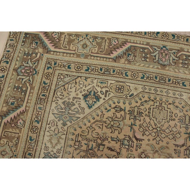 Textile Tabriz Rug 7’9” X 10’11” Pink Wool Vintage Distressed Hand-Knotted Carpet For Sale - Image 7 of 15