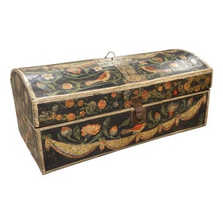 Antique Polychrome Wedding Trunk From Normandy, France, 19th Century For Sale
