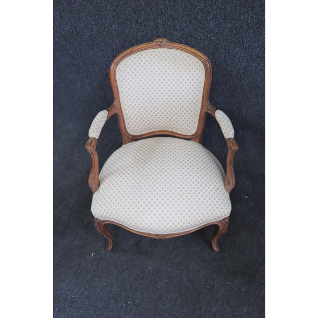 French Louis XV Style Carved Cherry Open Arm Chair For Sale - Image 3 of 6