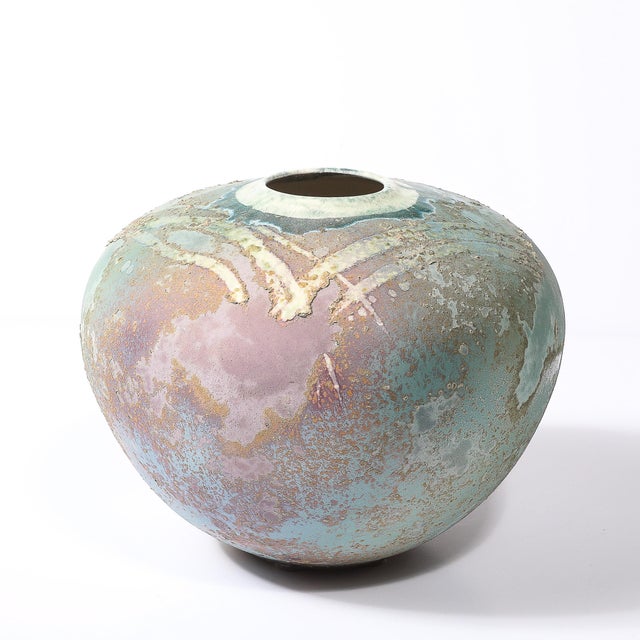 Ceramic Mid-Century Glazed Gray & Violet Textural Ceramic Vase Signed Tony Evans For Sale - Image 7 of 18