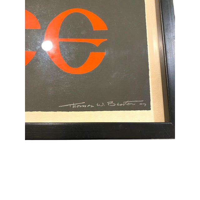 1967 Thomas W. Benton Signed Peace Silkscreen Poster Vietnam Anti War Art Framed For Sale - Image 4 of 7