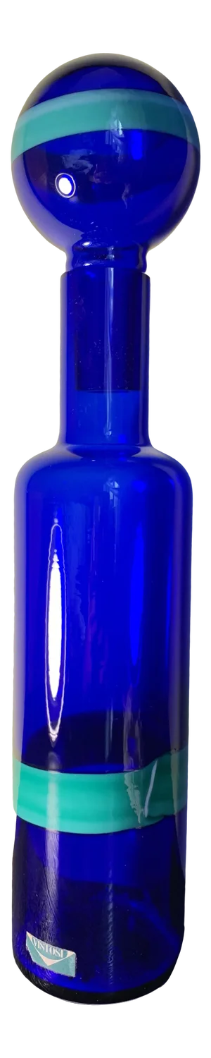 1950s Vintage Fulvio Bianconi Vistosi Cobalt Blue “Fasce Orizzontale” Murano Glass Bottle Decanter