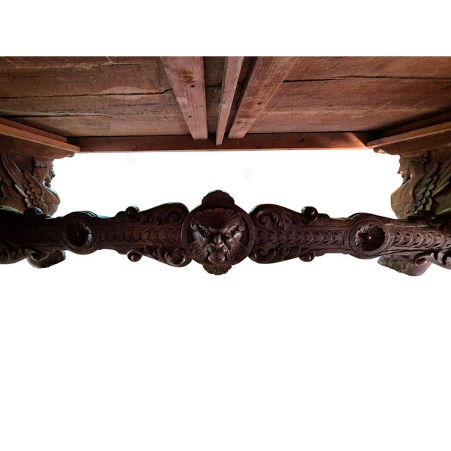 Antique Renaissance Revival Carved Walnut Refectory Table, 1850 For Sale - Image 17 of 18