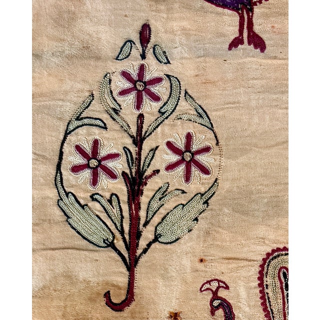Mid 19th Century Antique Indian Silk Embroidery Textile, Framed For Sale - Image 5 of 18