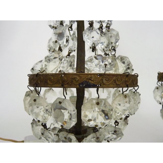 Metal Louis XVI Directoire Style Hot Air Balloon Lamps with Crystal Drops, 1950s, Set of 2 For Sale - Image 7 of 9