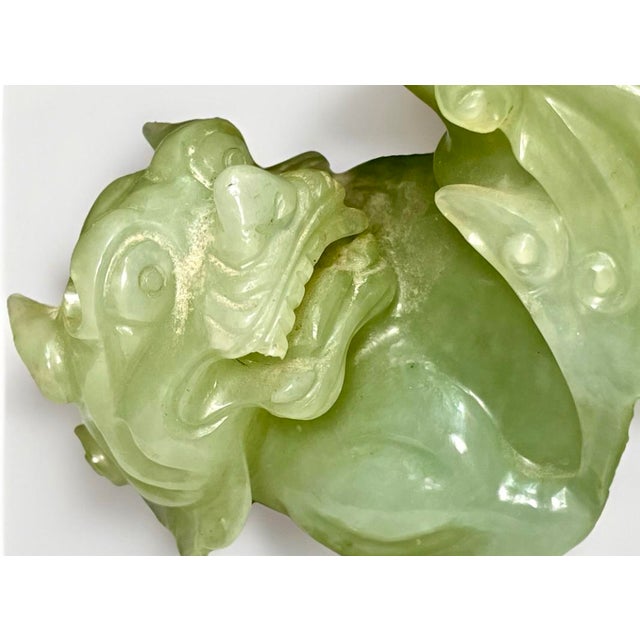 Mid 20th Century Mid 20th Century Sculpted Jade Foo Dog Open Urn, Very Translucent Xiu Jade For Sale - Image 5 of 8