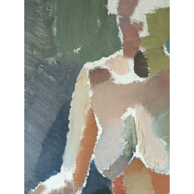 Blush 1955 Mid-Century Modern 'A Moment Between Thoughts' Swedish Abstract Figurative Oil Painting, Framed For Sale - Image 8 of 10