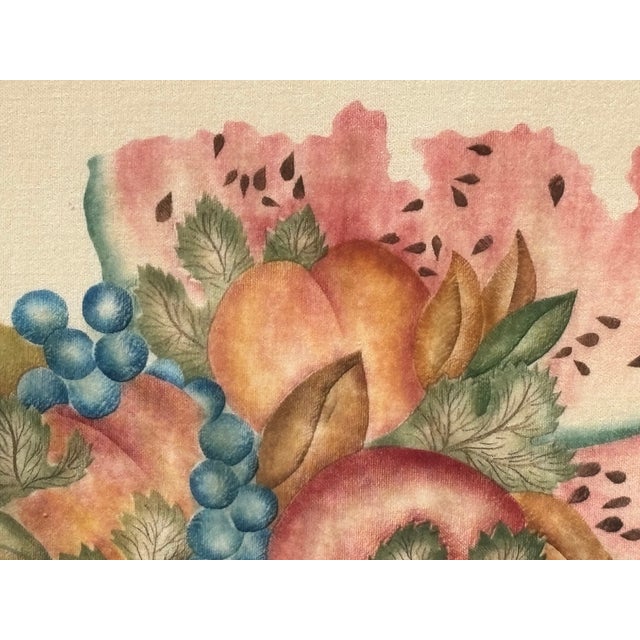 Colonial Cornucopia - Original 19th C. Still Life Fruit and Basket Painting on Fabric For Sale - Image 9 of 12