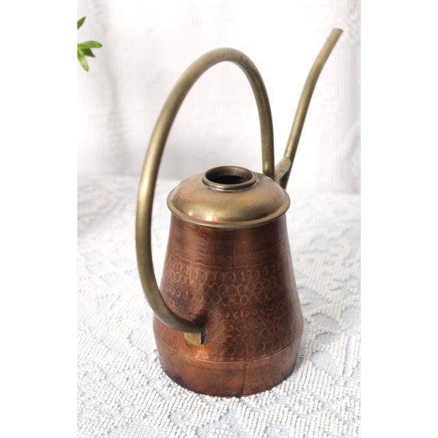 Mid-Century Modern 1990s Jatex Brass and Hammered Copper Large Watering Can For Sale - Image 3 of 11