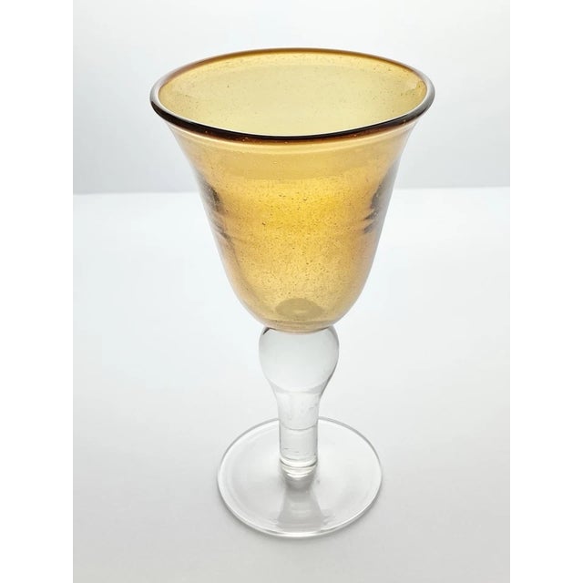 Contemporary Amber Handblown Wine, Water or All Purpose Glasses - Set of 4 For Sale - Image 3 of 3