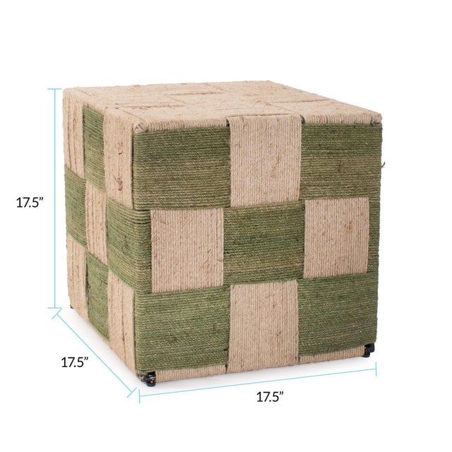 Green Escobedo Square Jute Side Table For Sale - Image 8 of 10