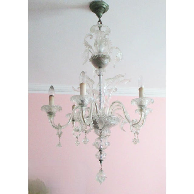 1970s Italian Murano 6 Arm Chandelier For Sale - Image 12 of 12