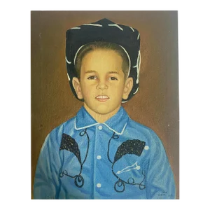 Mid 20th Century Portrait Oil on Canvas Painting of Cowboy Signed, Korea 1958