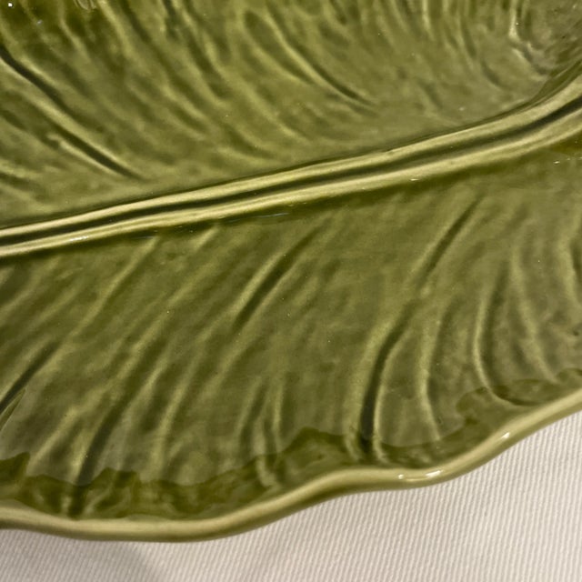 Beautiful banana leaf tray or platter, made in Portugal. A wonderful majolica collectible or Palm Beach decor. Great for...