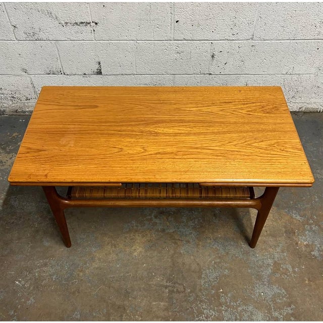 Mid-Century Modern Danish Teak Mid Century Modern Extendable Coffee Table Trioh Mobler 1960s Faux Tile For Sale - Image 3 of 9