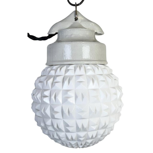 Vintage White Porcelain Pendant Light, 1970s For Sale - Image 16 of 16