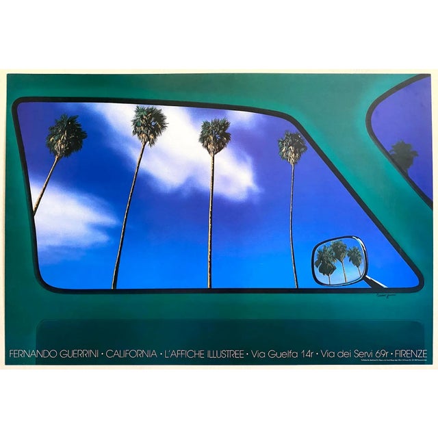 Royal Blue Fernando Guerrini Vintage 1982 Italian Pop Art " California " Lithograph Print Contemporary Poster For Sale - Image 8 of 9