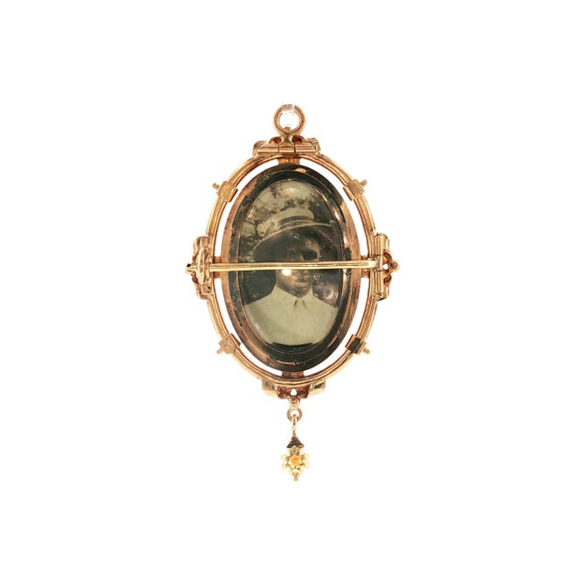 Victorian 13k Yellow Gold Victorian Multipurpose Pin, Pendant and Locket For Sale - Image 3 of 5