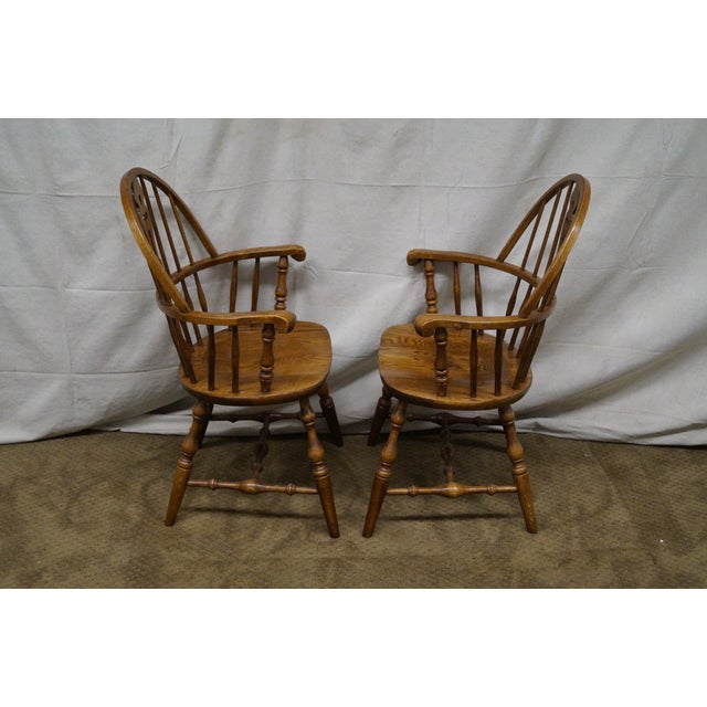 Nathan Hale Oak Windsor Dining Chairs Set of 6 Chairish