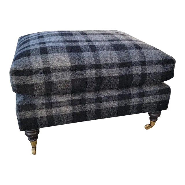 Vintage Blanket Covered Ottoman For Sale
