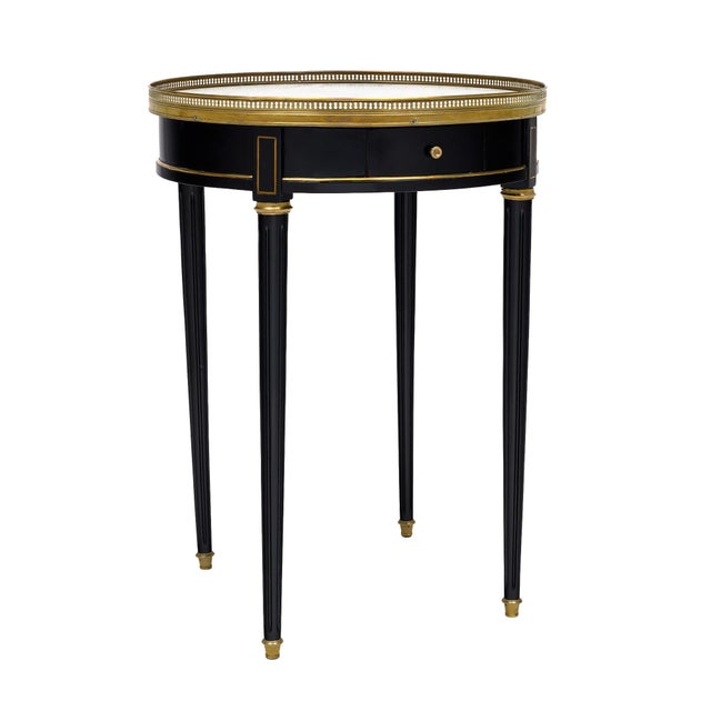 Late 19th Century Louis XVI Style Ebonized Bouillotte Table With Carrara Marble Top For Sale - Image 5 of 9