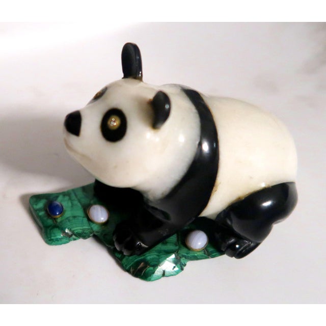 Gemstone 1900s Imperial Carved Hardstone Panda on a Malachite Base For Sale - Image 7 of 11