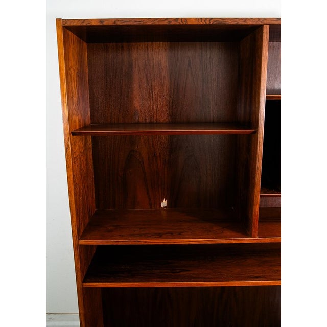 1960s Mid Century Danish Modern Credenza Bookshelf Cabinet Rosewood Vinyl Storage MCM For Sale - Image 10 of 12