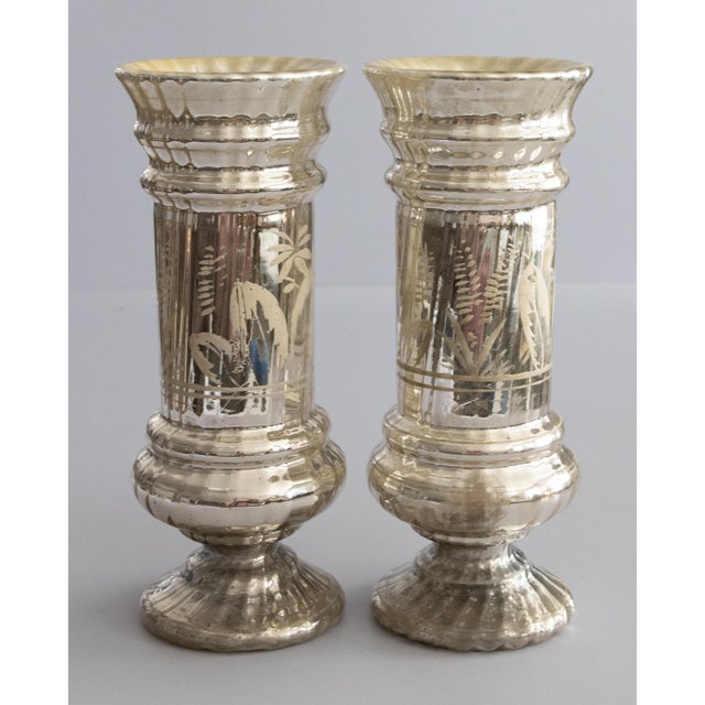 Large 19th Century French Silvered Mercury Glass Vases - A Pair For Sale - Image 4 of 12