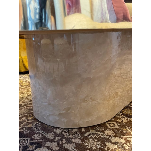 Cream Vintage Faux Marble Vinyl Coffee Table For Sale - Image 8 of 13