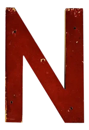 Red Wood Letter N
