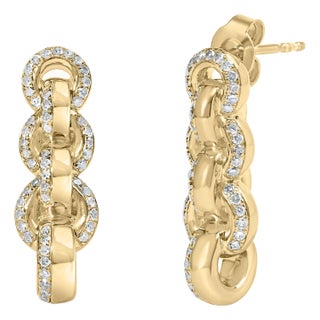 14K Yellow Gold Plated .925 Sterling Silver 1/2 Cttw Diamond Chain Link Drop Earrings, A Pair (H-I Color, I1-I2 Clarity) For Sale