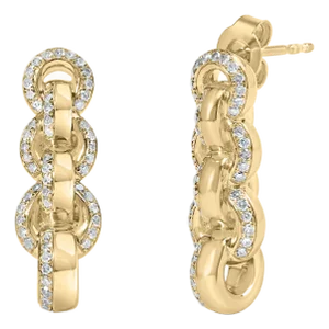 14K Yellow Gold Plated .925 Sterling Silver 1/2 Cttw Diamond Chain Link Drop Earrings, A Pair (H-I Color, I1-I2 Clarity)