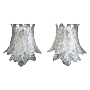 Italian Felci Leaf Sconces in the style of Barovier & Toso, Set of 2